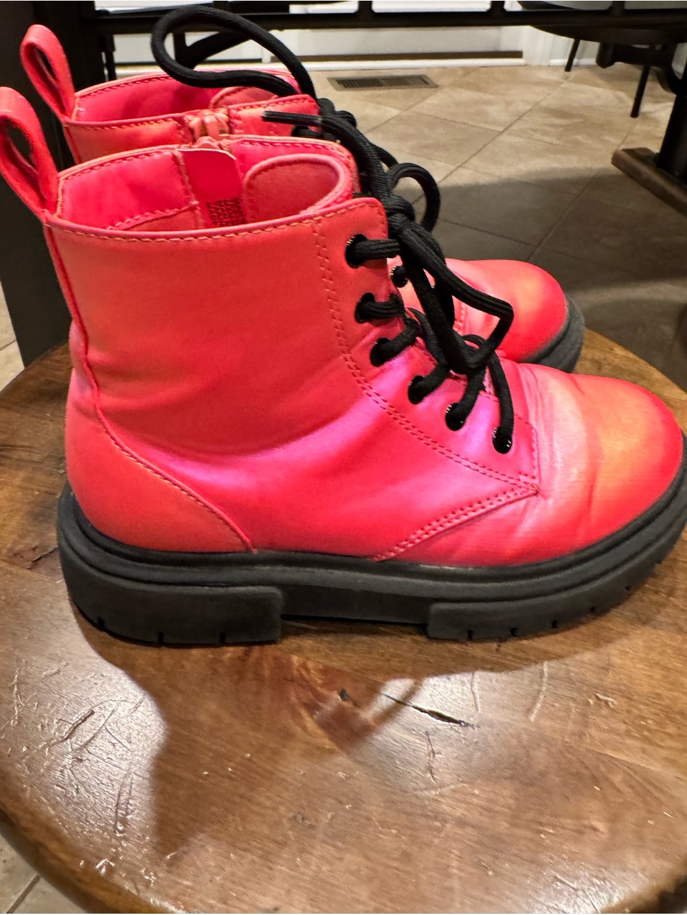 Art Class Bright Coral Pink Combat Boots